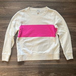 J. Crew Women’s Cream & Hot Pink Terry Long Sleeve Crewneck Sweatshirt Size XS